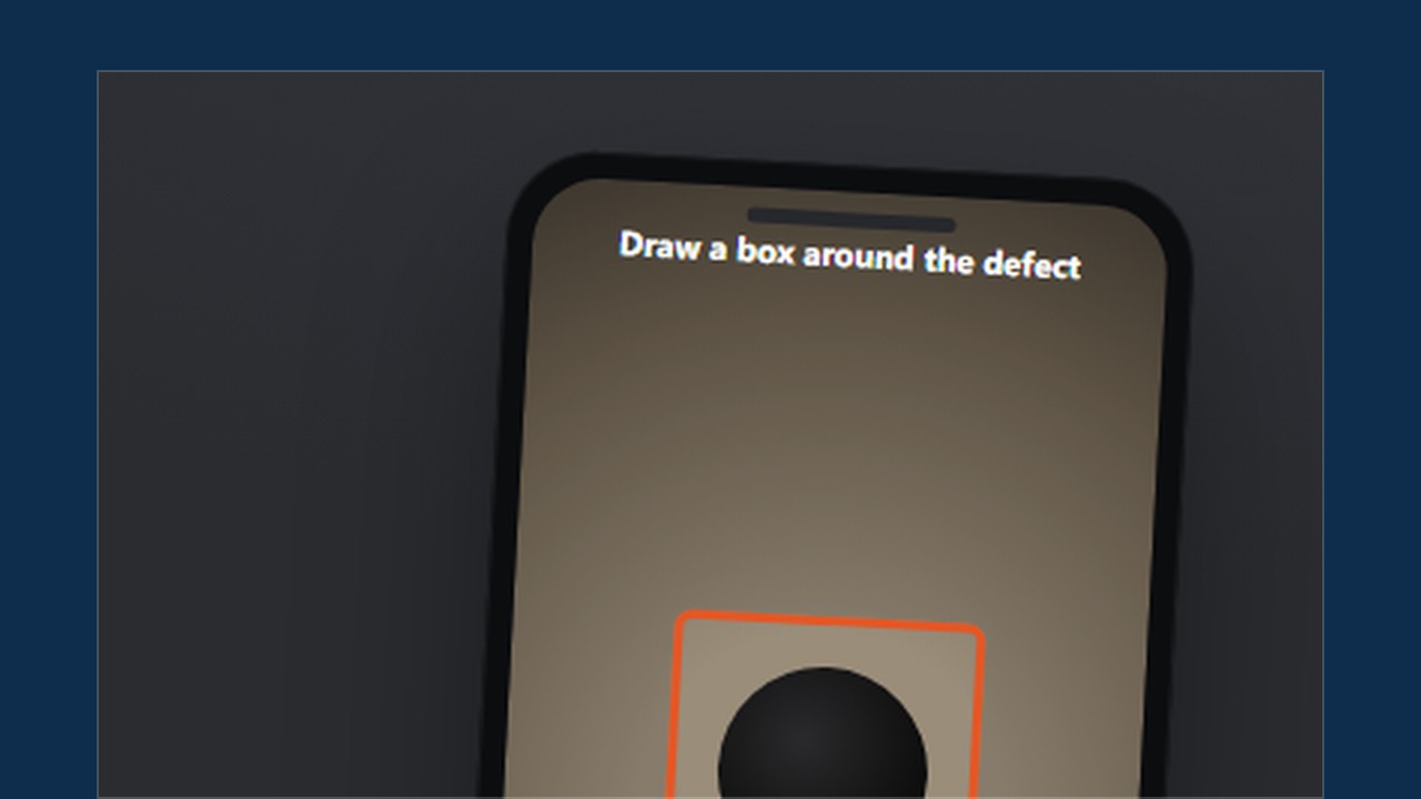 The CaRe 101 floor app, showing a photographed casting with the defect marked inside a box
